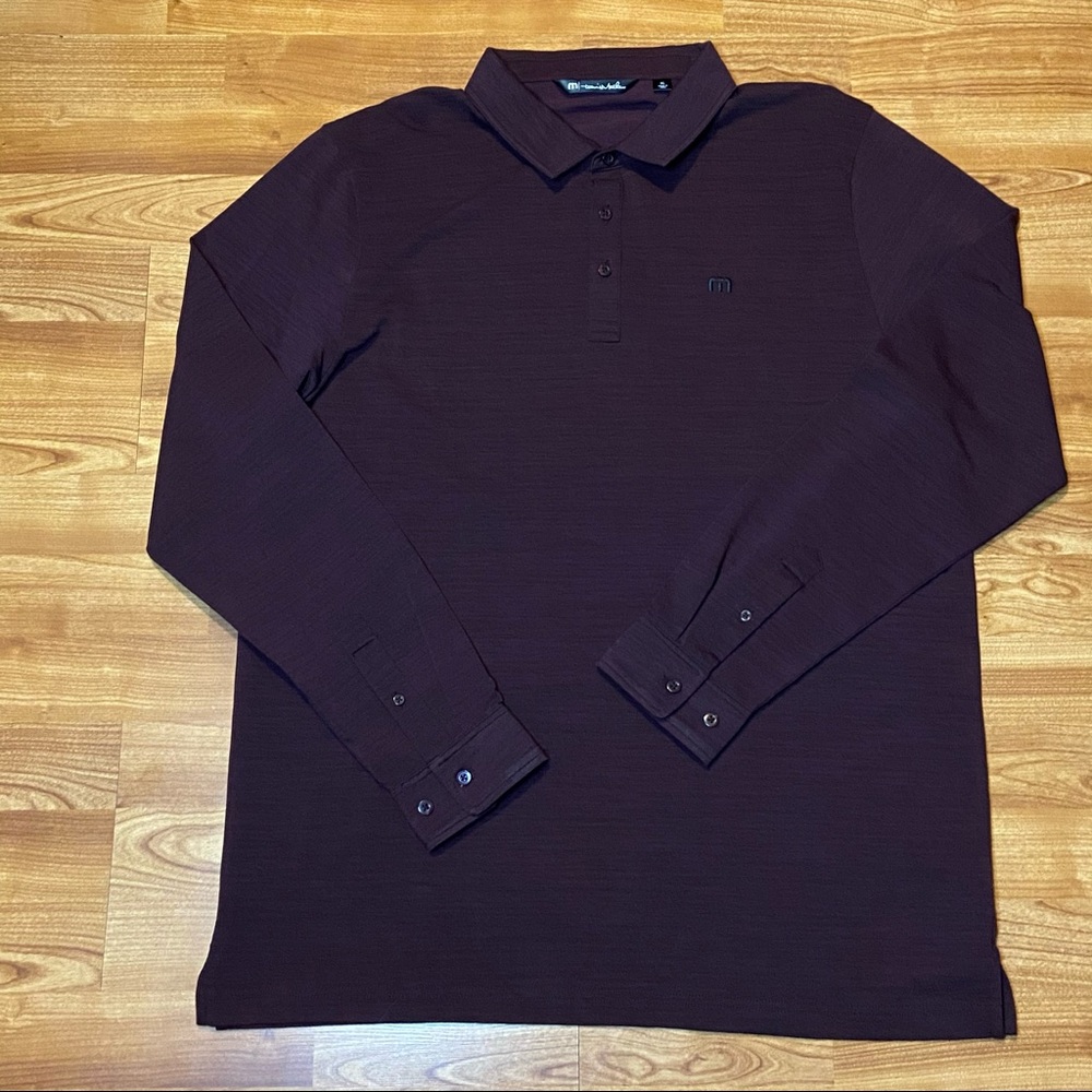 Travis Mathew Golf Men's Long Sleeve Polo Size XLarge Burgundy XL
